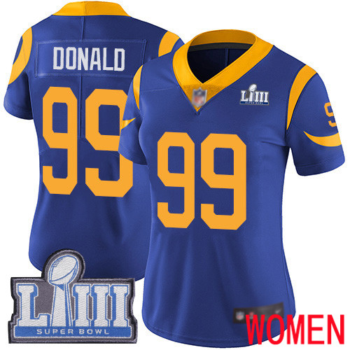 Los Angeles Rams Limited Royal Blue Women Aaron Donald Alternate Jersey NFL Football 99 Super Bowl LIII Bound Vapor Untouchable